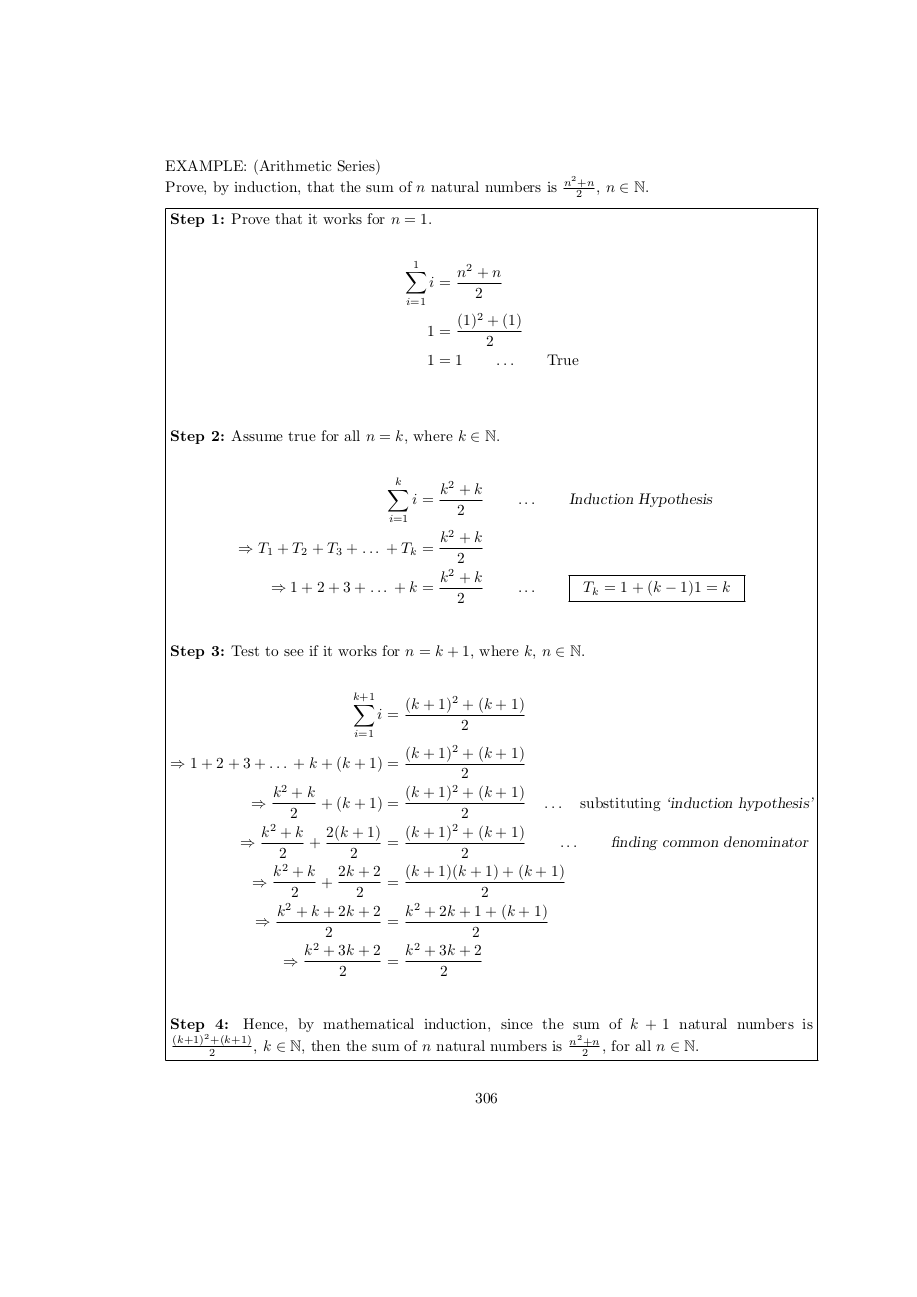 Page 306 Proof by induction for arithmetic series