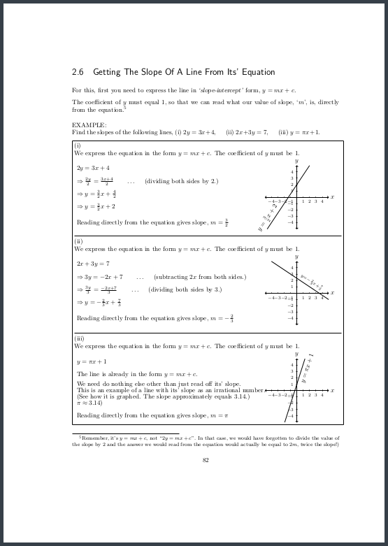 Page 82 Slope intercept form of equations of lines
